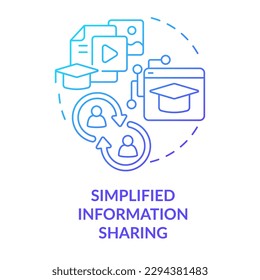 Simplified information sharing blue gradient concept icon. Access to knowledge. ICT benefit in education abstract idea thin line illustration. Isolated outline drawing. Myriad Pro-Bold font used