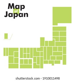 Simplified Japanese map symbols and illustrations of prefectures.