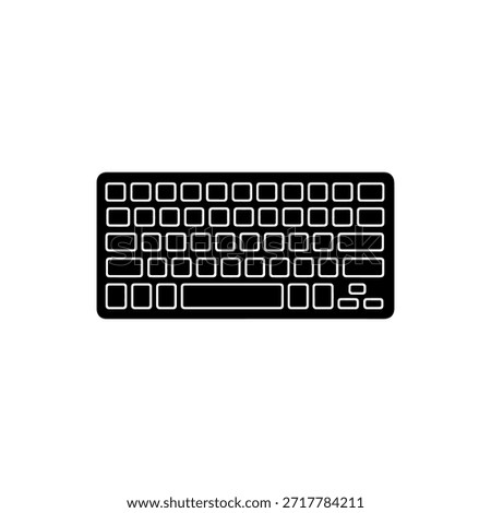 Simplified Keyboard Icon with Blank Keys
Black-and-white keyboard illustration showing multiple rows of blank keys and a long spacebar. Minimalist style.