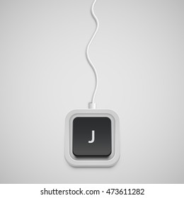 Simplified keyboard with one button only, vector
