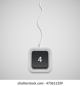 Simplified keyboard with one button only, vector