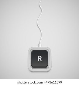 Simplified keyboard with one button only, vector