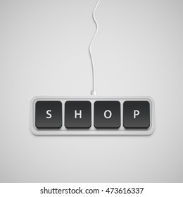 Simplified keyboard with one word only, vector