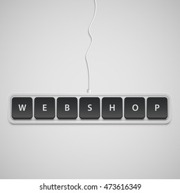 Simplified keyboard with one word only, vector