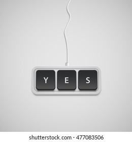 Simplified keyboard with one word only, YES, vector illustration