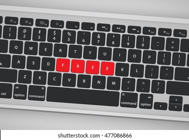 Simplified keyboard with one word only, vector illustration