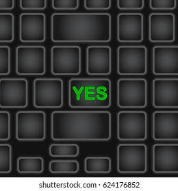 Simplified keyboard with one word only . Black laptop keyboard with a button confirmation . Eps 10 vector illustration