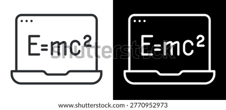 Simplified laptop displaying einstein's theory of relativity formula
