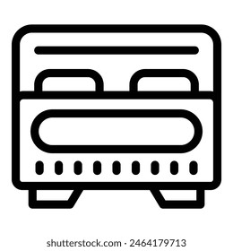 Simplified line art icon representing the front view of a bus, ideal for web and print design