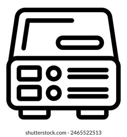 Icono de arte de línea simplificado que representa una tostadora contemporánea, adecuado para diversos usos de diseño