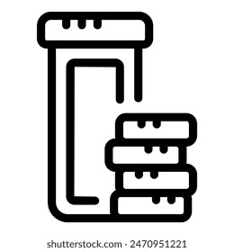 Simplified line art icon representing a rack with test tubes for laboratory use
