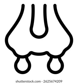 Simplified line art illustration of a human nose, isolated on a white background