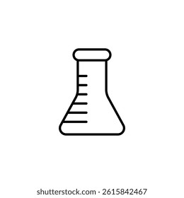 Simplified line art illustration of a science flask with measurement marks