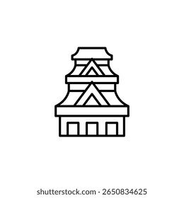 Simplified Line Drawing Of A Traditional Asian Style Structure