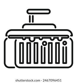 Simplified line drawing of a vintage cash register, ideal for icons and logos