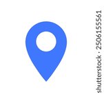 Simplified location pin icon, ideal for representing navigation, map markers, or geographical points. Perfect for use in digital maps, apps, or any tech design related to locations.