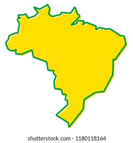 Simplified map of Brazil outline. Fill and stroke are national colours.