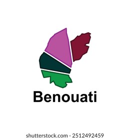 Vereinfachtes Stadtplan von Benouati, geometrisches Design mit Umrissfarbstilvorlage