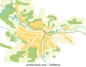 Simplified Map Of The City. Decorative Background Vector Illustration EPS-8.