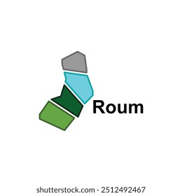 Mapa simplificado Cidade de Roum, design geométrico com modelo de estilo de cor de contorno