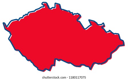 Simplified map of Czechia (Czech republic) outline, fill and stroke are national colours.