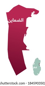 Simplified map of the district/ region of Al Daayen in Qatar with Arabic for "Al Daayen". Isolated vector file.