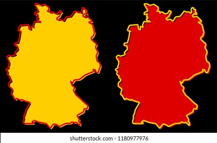 Simplified map of Germany outline. Fill and stroke are national colours.