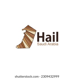 Simplified map of Hail region in KSA with Arabic word for "Hail  KSA", Saudi Arabia map with cities name in Arabic and location sign, gradient color map