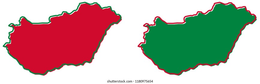 Simplified map of Hungary outline. Fill and stroke are national colours.