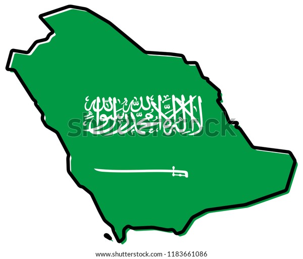 Simplified Map Kingdom Saudi Arabia Ksa Stock Vector (Royalty Free ...