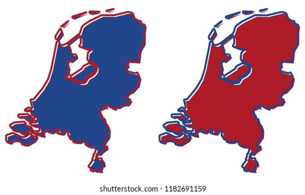 Simplified map of Netherlands outline. Fill and stroke are national colours.