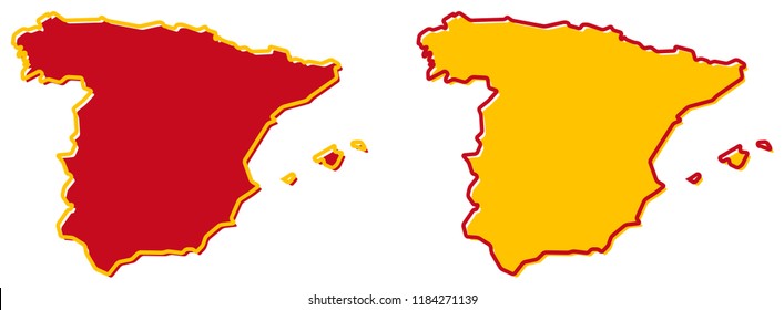 Simplified map of Spain outline. Fill and stroke are national colours.