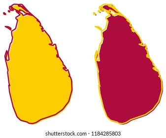 Simplified map of Sri Lanka (Ceylon) outline. Fill and stroke are national colours.