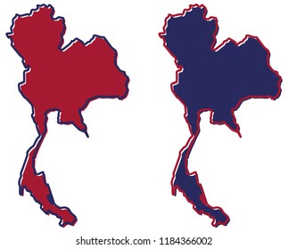 Simplified map of Thailand outline. Fill and stroke are national colours.