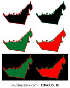 Simplified map of United Arab Emirates (UAE) outline. Fill and stroke are national colours.