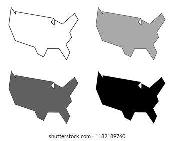 Simplified Map of USA (White, Gray, Black)