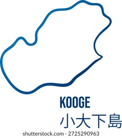 mapa simplificado X isla en Ehime, Seto tierra adentro. Traducción del japonés:"X island"  