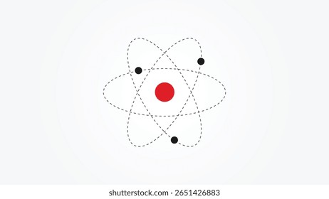 Modelo simplificado de átomo, estrutura subatômica, movimento de elétrons ao redor do núcleo, química e ciência de partículas
