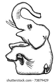 The simplified monochrome vector drawing - the stylized elephant