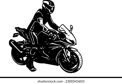 "Simplified Motorcycle Silhouette Set"
"Biker in Motion Silhouette Vector"
"Motorcycle Silhouette Illustration Collection"