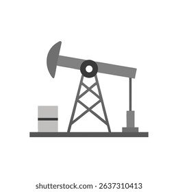 Simplified oil pump jack on White Background, oil barrel