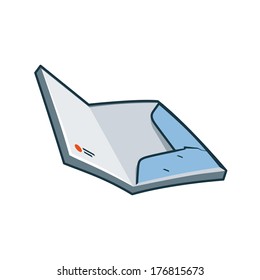 Simplified opened paper folder icon in cartoon style. Printing shop house products, promotion advertising materials. Print publishing icon series. 