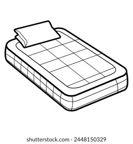 Esquema simplificado de un icono de colchón, adecuado para conceptos de sueño o relajación.