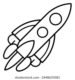 Simplified outline of a rocket icon, ideal for aerospace or technology concepts.