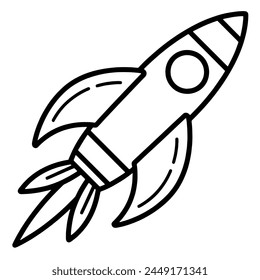 Esquema simplificado de un icono de cohete, ideal para conceptos aeroespaciales o tecnológicos.