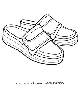 Simplified outline of a slipper icon, ideal for comfort or relaxation concepts.