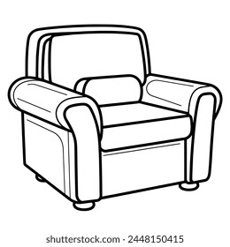 Simplified outline of a sofa and armchair icon, suitable for home decor or furnishing concepts.