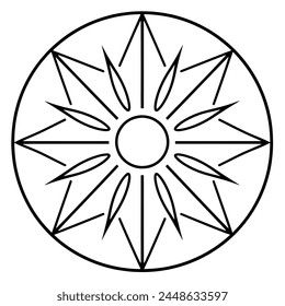 Simplified outline of a sun icon, ideal for weather or astronomical concepts.