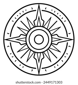 Simplified outline of a sun icon, ideal for weather or astronomical concepts.