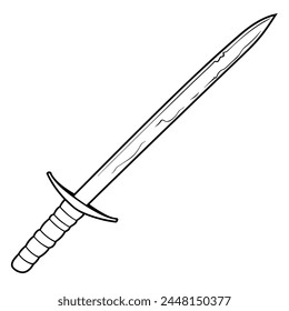 Simplified outline of a sword icon, ideal for gaming or historical concepts.